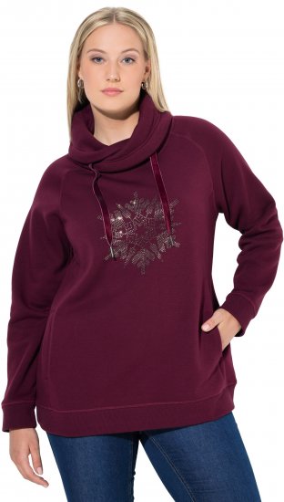 Ulla Popken Rhinestone Snowflake Turtleneck Sweatshirt Dark Ruby - Суичъри & cуичъри с качулка - 