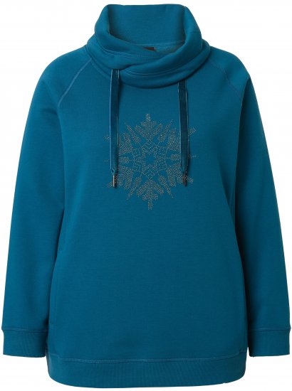 Ulla Popken Rhinestone Snowflake Turtleneck Sweatshirt Teal - Суичъри & cуичъри с качулка - 
