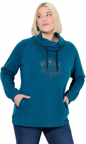 Ulla Popken Rhinestone Snowflake Turtleneck Sweatshirt Teal - Суичъри & cуичъри с качулка - 