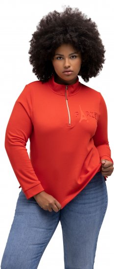Ulla Popken PARIS Theme Zip Neck Sweatshirt Light Red - Суичъри & cуичъри с качулка - 