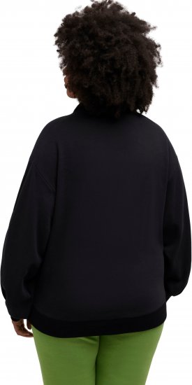 Ulla Popken Gathered Sleeve Oversized Fit Sweatshirt Black - Суичъри & cуичъри с качулка - 