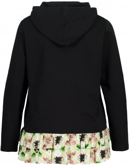 Ulla Popken Ruffle Hem A-line Fit Hooded Sweatshirt Black - Суичъри & cуичъри с качулка - 