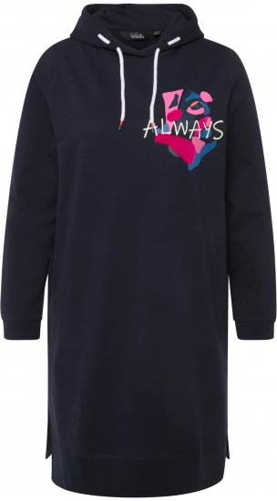 Ulla Popken Extra Long Abstract Graphic Hoodie Navy - Суичъри & cуичъри с качулка - 