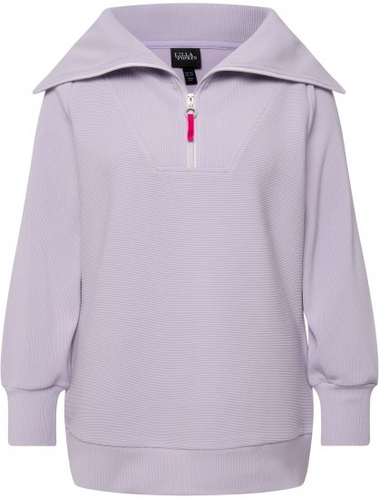 Ulla Popken Long Sleeve Troyer Collar Sweatshirt Pastel Lilac - Суичъри & cуичъри с качулка - 