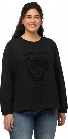 Ulla Popken Flock Print Long Sleeve Crew Neck Sweatshirt Black - Суичъри & cуичъри с качулка - 