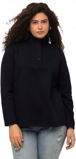 Ulla Popken Tonal Leopard Print Longline Zip-Up Sweatshirt Black - Суичъри & cуичъри с качулка - 