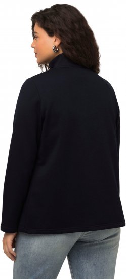 Ulla Popken Tonal Leopard Print Longline Zip-Up Sweatshirt Black - Суичъри & cуичъри с качулка - 