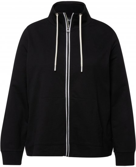 Ulla Popken Contrast Color Zip Up Sweatshirt Black - Суичъри & cуичъри с качулка - 