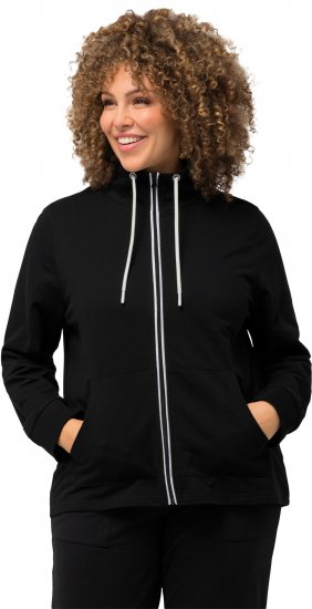 Ulla Popken Contrast Color Zip Up Sweatshirt Black - Суичъри & cуичъри с качулка - 