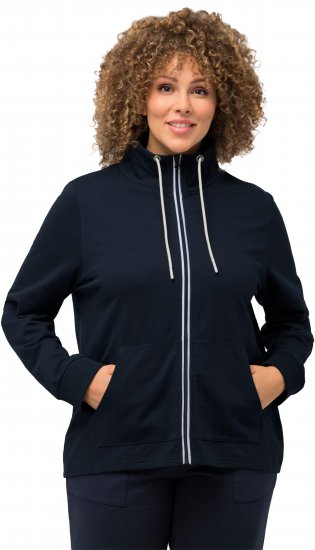 Ulla Popken Contrast Color Zip Up Sweatshirt Navy - Суичъри & cуичъри с качулка - 