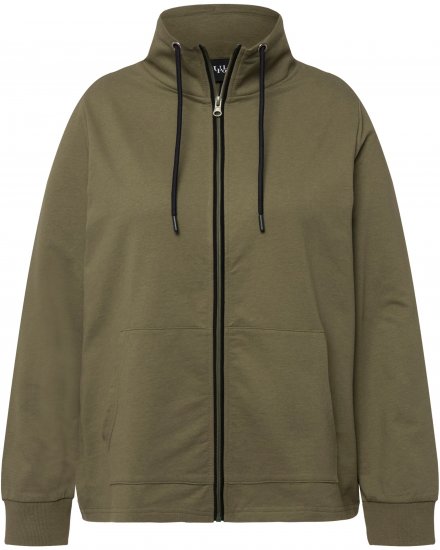 Ulla Popken Contrast Color Zip Up Sweatshirt Loden Green - Суичъри & cуичъри с качулка - 