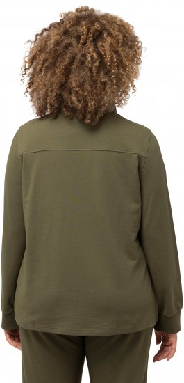 Ulla Popken Contrast Color Zip Up Sweatshirt Loden Green - Суичъри & cуичъри с качулка - 