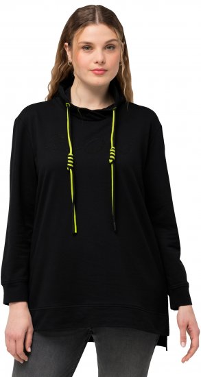 Ulla Popken GLOW Lettered Collared Sweatshirt Black - Суичъри & cуичъри с качулка - 