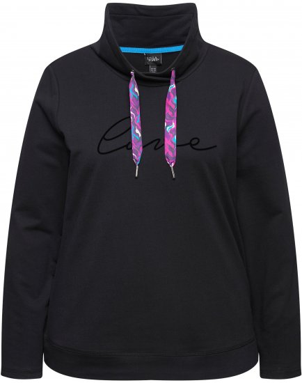 Ulla Popken Stand-Up Collar Long Sleeve Sweatshirt Black - Суичъри & cуичъри с качулка - 