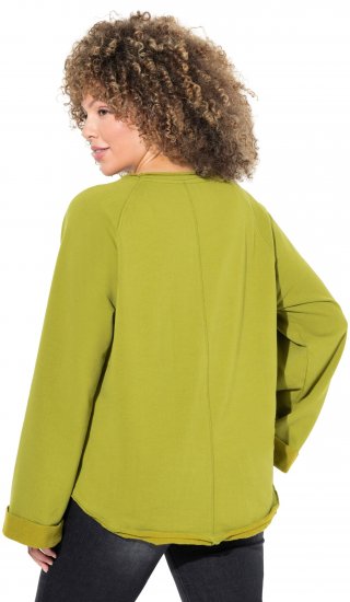 Ulla Popken Embroidered Freedom Rolled Edge Sweatshirt Avocado Green - Суичъри & cуичъри с качулка - 
