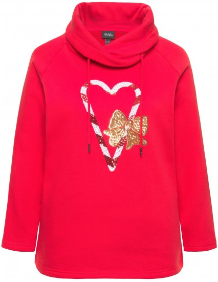 Ulla Popken Sparkling Candy Cane Graphic Sweatshirt Salsa - Суичъри & cуичъри с качулка - 