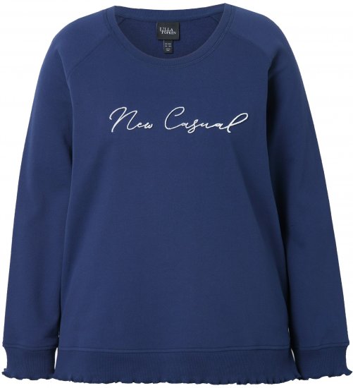 Ulla Popken NEW CASUAL Ruffled Hem Sweatshirt Navy - Суичъри & cуичъри с качулка - 