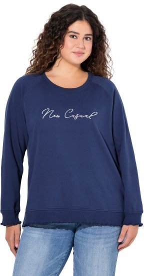 Ulla Popken NEW CASUAL Ruffled Hem Sweatshirt Navy - Суичъри & cуичъри с качулка - 