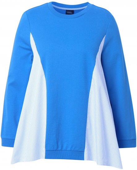 Ulla Popken Pinstripe Gore Long Sleeve Sweatshirt Peacock Blue - Суичъри & cуичъри с качулка - 
