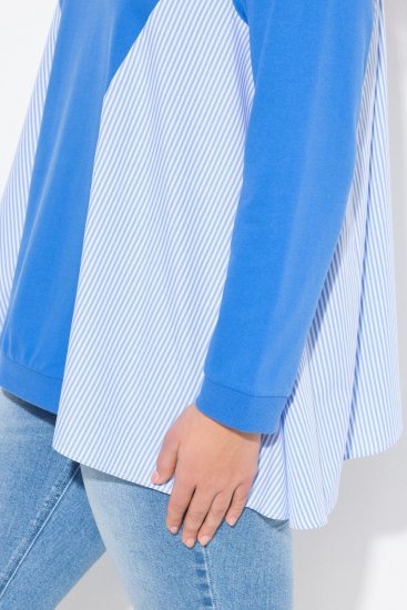 Ulla Popken Pinstripe Gore Long Sleeve Sweatshirt Peacock Blue - Суичъри & cуичъри с качулка - Уютни суитшърти, суичъри и плетива