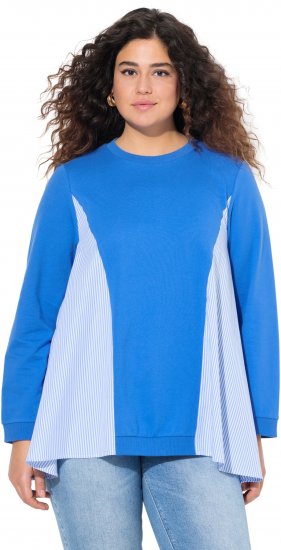 Ulla Popken Pinstripe Gore Long Sleeve Sweatshirt Peacock Blue - Суичъри & cуичъри с качулка - 