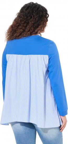 Ulla Popken Pinstripe Gore Long Sleeve Sweatshirt Peacock Blue - Суичъри & cуичъри с качулка - 