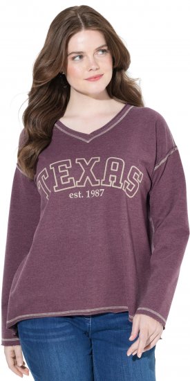 Ulla Popken Texas Contrast Stitching Sweatshirt Dark Ruby - Суичъри & cуичъри с качулка - 