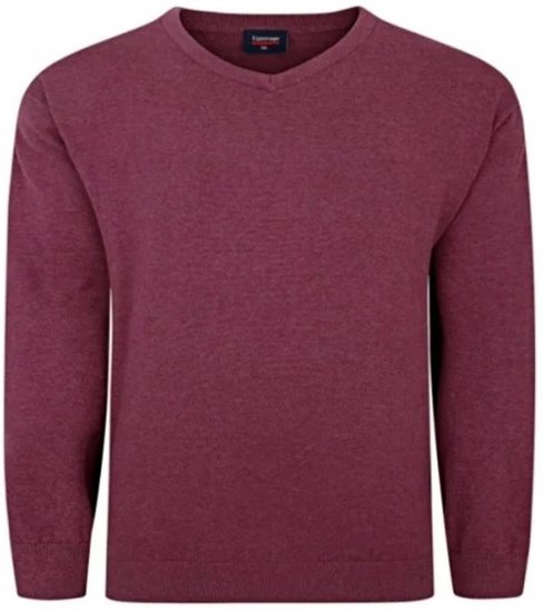 Espionage KW031 V-Neck Pullover Grape Red - Суичъри & cуичъри с качулка - мъжки суичъри големи размери