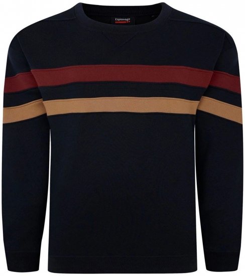 Espionage LW163 Striped Sweatshirt Navy - Суичъри & cуичъри с качулка - мъжки суичъри големи размери