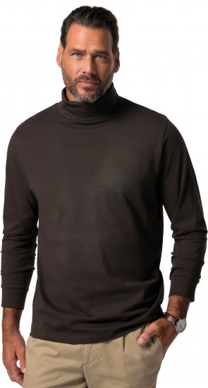 JP1880 Turtleneck Sweatshirt Long Sleeve Dark Brown - Суичъри & cуичъри с качулка - мъжки суичъри големи размери