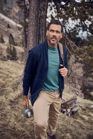 JP1880 Sweat Jacket Shawl Collar Navy - Суичъри & cуичъри с качулка - мъжки суичъри големи размери