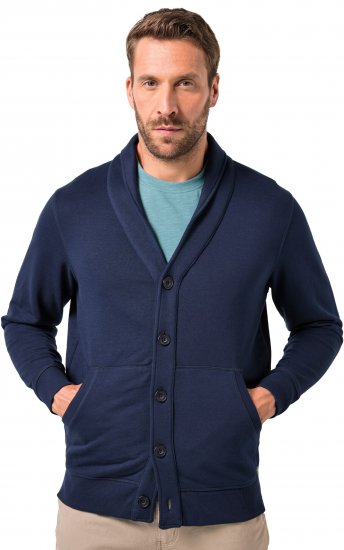 JP1880 Sweat Jacket Shawl Collar Navy - Суичъри & cуичъри с качулка - мъжки суичъри големи размери