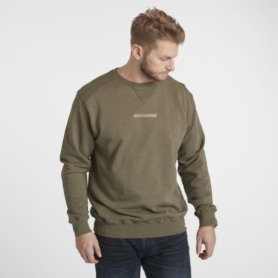North Latitude Denim Logo Sweatshirt Dusty Olive Green TALL - TALL cуичъри - TALL суитшърти за високи мъже