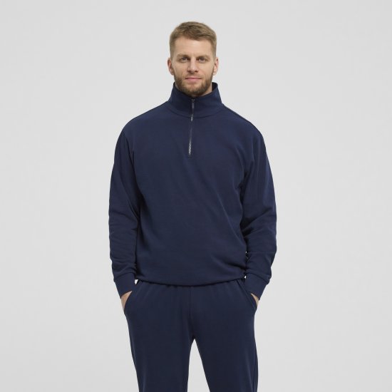 North Latitude Denim Half-Zip Sweatshirt Navy Blue TALL - TALL cуичъри - 
