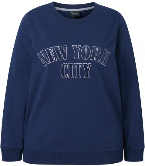 Ulla Popken NYC Embroidered Long Sleeve Sweatshirt Ink Blue - Суичъри & cуичъри с качулка - 