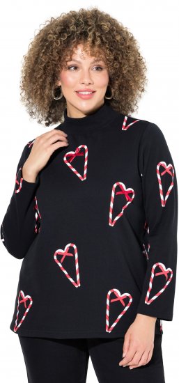 Ulla Popken Candy Cane Graphic Sweatshirt Black - Суичъри & cуичъри с качулка - 