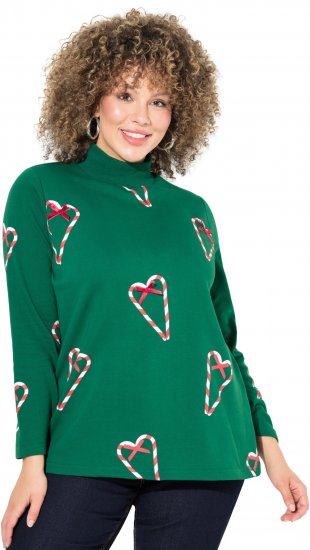 Ulla Popken Candy Cane Graphic Sweatshirt Meadow Green - Суичъри & cуичъри с качулка - 