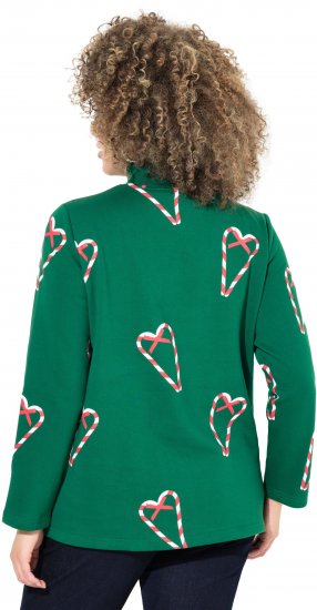 Ulla Popken Candy Cane Graphic Sweatshirt Meadow Green - Суичъри & cуичъри с качулка - 