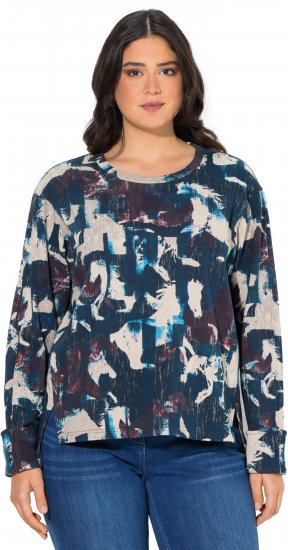 Ulla Popken Horse Print Long Sleeve Sweatshirt Navy - Суичъри & cуичъри с качулка - 