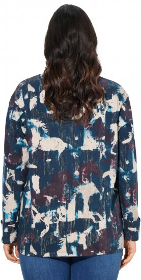 Ulla Popken Horse Print Long Sleeve Sweatshirt Navy - Суичъри & cуичъри с качулка - 