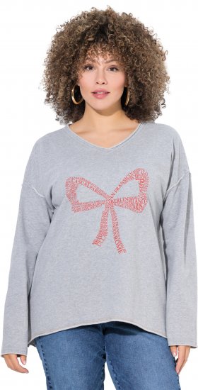 Ulla Popken Bow City Lettering Sweatshirt Light Grey Melange - Суичъри & cуичъри с качулка - 