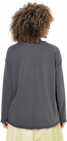 Ulla Popken Inspire Lettering V-Neck Sweatshirt Graphite Grey - Суичъри & cуичъри с качулка - 
