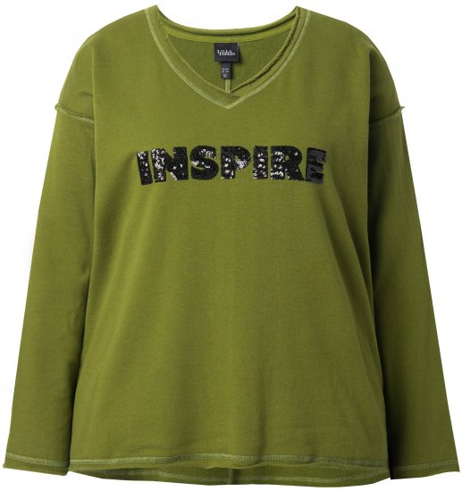 Ulla Popken Inspire Lettering V-Neck Sweatshirt Blooming Bay - Суичъри & cуичъри с качулка - 