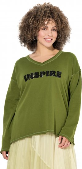 Ulla Popken Inspire Lettering V-Neck Sweatshirt Blooming Bay - Суичъри & cуичъри с качулка - 