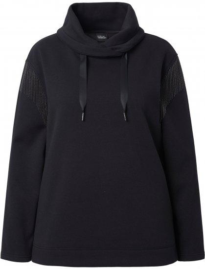 Ulla Popken Chain Fringe Smooth Fleece Sweatshirt Black - Суичъри & cуичъри с качулка - 