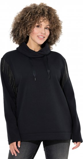 Ulla Popken Chain Fringe Smooth Fleece Sweatshirt Black - Суичъри & cуичъри с качулка - 
