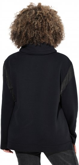 Ulla Popken Chain Fringe Smooth Fleece Sweatshirt Black - Суичъри & cуичъри с качулка - 