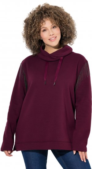 Ulla Popken Chain Fringe Smooth Fleece Sweatshirt Dark Wine Red - Суичъри & cуичъри с качулка - 