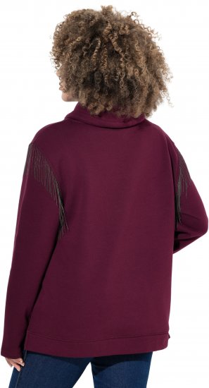 Ulla Popken Chain Fringe Smooth Fleece Sweatshirt Dark Wine Red - Суичъри & cуичъри с качулка - 