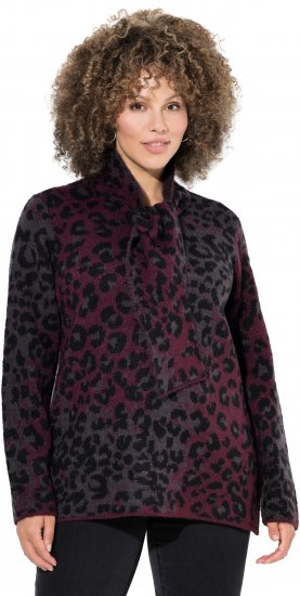 Ulla Popken Leopard Print Scarf Sweater Dark Wine Red - Суичъри & cуичъри с качулка - 
